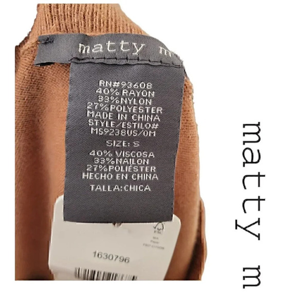 Matty M | V-Neck Sweater with Side Slits | Ribbed Hems | Camel | NWT - Picture 6 of 8